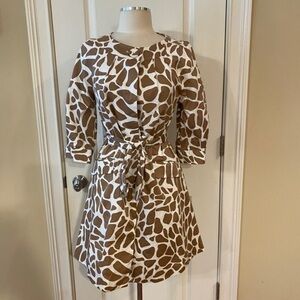 NEW Newport News Giraffe Print Belted Jacket Tan White Size 6